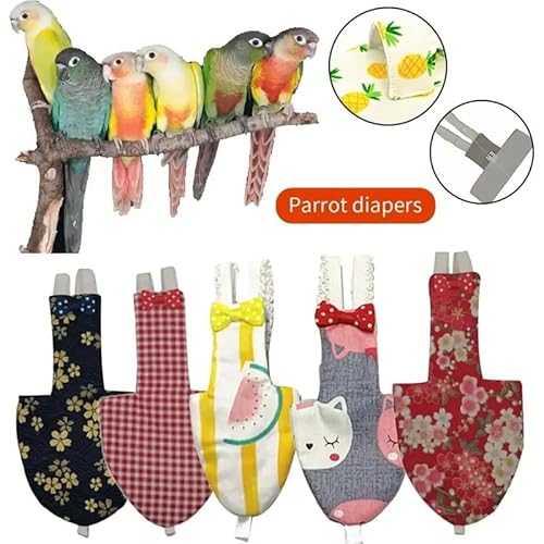 KCHYCV Vogelwindeln Papageien-Fluganzüge Papageien- und Vogelkleidung Wiederverwendbare waschbare Haustierkleidung Geeignet for den Innenbereich und das Training(Cat 5pcs,XS) von KCHYCV