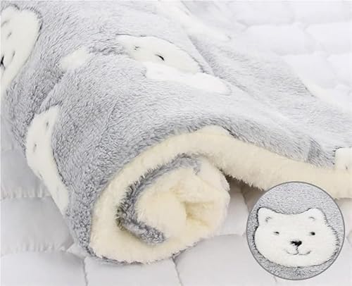 KCHYCV wasserdichte Schlafmatte for Haustiere, Winterbettwäsche, weiche Einlagen, Hunde- und Katzenbettmatte, wendbar, gemütliche Tier-PIPI-Unterlage, Hamsterbettmatte, waschbar(Grey Bear,61X41CM) von KCHYCV