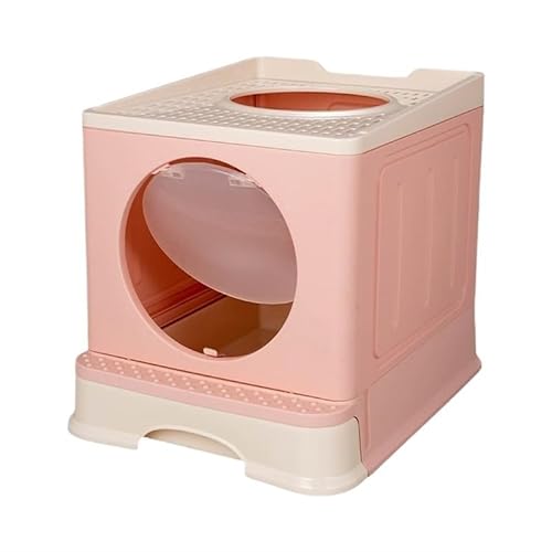 Kleine Katzentoilette mit Zugang von Oben, zusammenklappbare mittelgroße Katzentoilette, leicht zu reinigende große Katzentoilette (Color : Pink) von KCHYCV