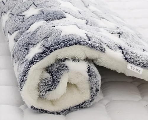 Wasserdichte Schlafmatte for Haustiere, Winterbettwäsche, weiche Einlagen, Hunde- und Katzenbettmatte, wendbar, gemütliche Tier-Pipi-Unterlage, Hamsterbettmatte, waschbar(Blue White Star,69X52CM) von KCHYCV