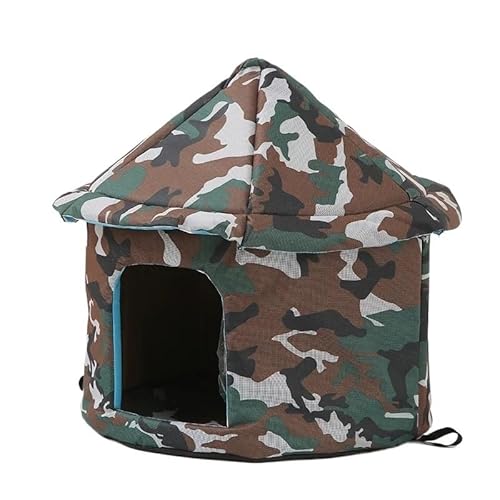 Zwinger Hundehütte, weiches Haustierbett, Zelt for drinnen und draußen, geschlossener Schlafnestkorb mit abnehmbarem Kissen, Reisezubehör for Hunde (Color : GreenCamouflage, Size : M 40x41) von KCHYCV