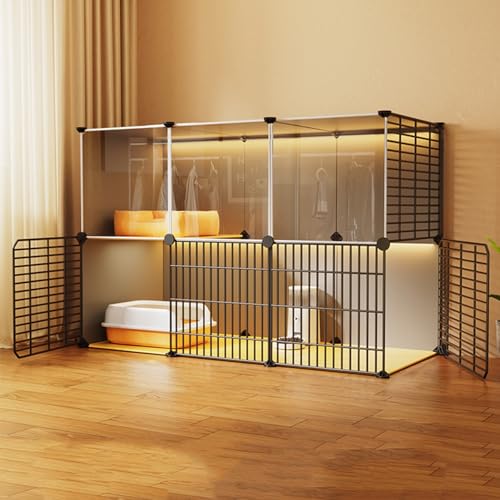 DIY-Katzenkäfig, großer Katzenkäfig for den Innenbereich, Katzengehege mit Plattform, abnehmbare Metalldrahthütten, idealer Übungsort for 1–3 Katzen (Color : 109x37x72cm(43x14x28in)) von KCTOT