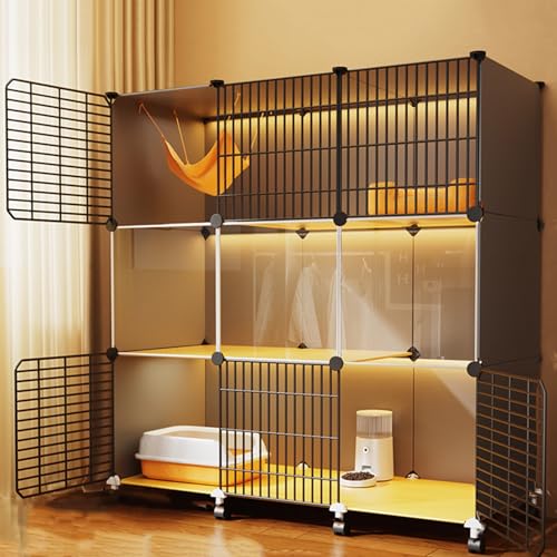 DIY-Katzenkäfig, großer Katzenkäfig for den Innenbereich, Katzengehege mit Plattform, abnehmbare Metalldrahthütten, idealer Übungsort for 1–3 Katzen (Color : 109x47x112cm(43x18x44in)) von KCTOT