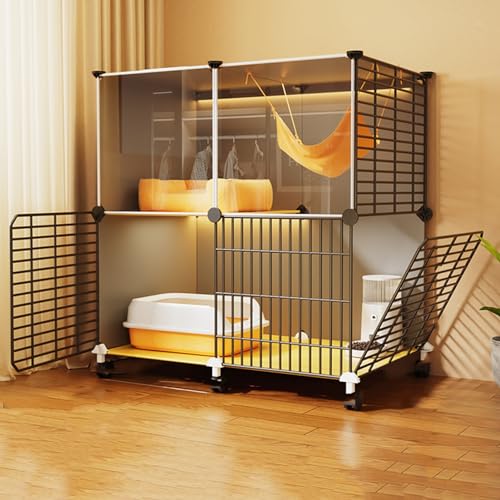 DIY-Katzenkäfig, großer Katzenkäfig for den Innenbereich, Katzengehege mit Plattform, abnehmbare Metalldrahthütten, idealer Übungsort for 1–3 Katzen (Color : 74x47x77cm(29x18x30in)) von KCTOT