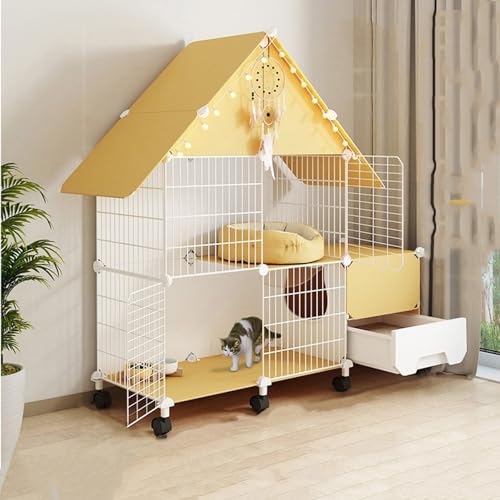 Großer Katzenkäfig, Katzenkäfige for den Innenbereich mit Katzentoilette, DIY-Katzenlaufstall, Übungsraum for 1–3 Katzen, Katzenhäuser und Eigentumswohnungen (Color : 111x39x115cm(44x15x45in)) von KCTOT