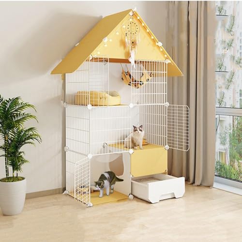 Großer Katzenkäfig, Katzenkäfige for den Innenbereich mit Katzentoilette, DIY-Katzenlaufstall, Übungsraum for 1–3 Katzen, Katzenhäuser und Eigentumswohnungen (Color : 75x39x145cm(30x15x57in)) von KCTOT