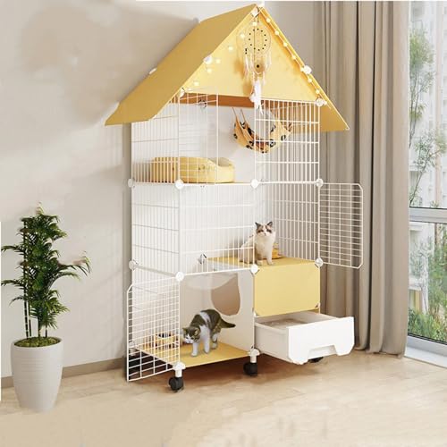 Großer Katzenkäfig, Katzenkäfige for den Innenbereich mit Katzentoilette, DIY-Katzenlaufstall, Übungsraum for 1–3 Katzen, Katzenhäuser und Eigentumswohnungen (Color : 75x39x150cm(30x15x59in)) von KCTOT