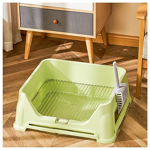 Halbgeschlossene Haustiertoilette 8 cm Niedriger Auslass Super Tragfähig Spritzwassergeschützt Edelstahlgitter Leicht Zu Reinigen Tragbare Hundetoilette Rutschfester Boden (Color : Green, Size : HOL von KCTOT