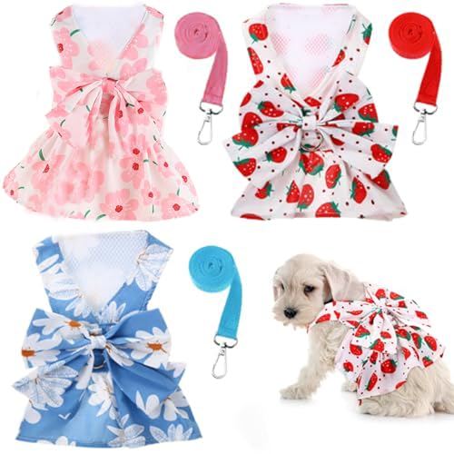 KDAMGOQE Hundekleid 3 PCs Hundekleider mit Gurten süße Bunte Bogen kleine Hunde Prinzessin Kleid Atmungsfreie Welpe Hunde -Sommer -Hundekabel für Hunde Mädchen mit Knopf für Katzen, Kaninchen (klein) KDAMGOQE Hundekleid 3 PCs Hundekleider mit Gurten süße Bunte Bogen kleine Hunde Prinzessin Kleid Atmungsfreie Welpe Hunde -Sommer -Hundekabel für Hunde Mädchen mit Knopf für Katzen, Kaninchen (klein) von KDAMGOQE