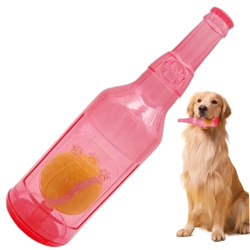 Wasserflaschen Hundetays zehn x 3in quietschende Hund kauen Spielzeug mit Tenniskugel in niedlichen einzigartigen Gummi -Hundespielzeugen für Zahnen, Training, Stressabbau, rote, Hundekauenspielzeug von KDAMGOQE