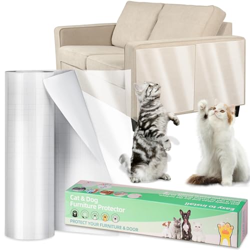 Katzenkratz-Sofaschutz, Katzenkratzabschreckung, Möbelschutz für Sofa, Theken, Türen, Anti-Kratz-Couch-Schutz, Möbelband-Schutz vor Kratzern (21,1 cm x 3 m) von KDAOQN