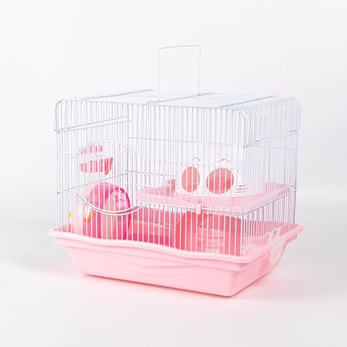 KDLKLTY Hamsterkäfige, einschließlich Wasserflasche, Katzenförmige Kabine und Laufrad, tragbar, leicht zu reinigen, Haustierkäfig (Rosa) von KDLKLTY