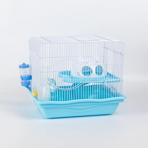 KDLKLTY Hamsterkäfige, einschließlich Wasserflasche, Katzenförmige Kabine und Laufrad, tragbarer, leicht zu reinigender Haustierkäfig (blau) von KDLKLTY