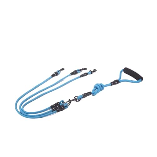 Haustier-Hundeleine, Nylonseil, doppelt, doppelt, Zwei Köpfe, Hundeleine, 2-Wege-Kupplung, Spaziergang, Zwei und mehr Hundehalsbänder, Geschirr, Führt, Hundeleinen (Color : Blue 3 Ropes) von KDMOWHON