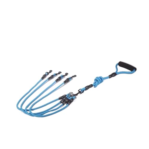 Haustier-Hundeleine, Nylonseil, doppelt, doppelt, Zwei Köpfe, Hundeleine, 2-Wege-Kupplung, Spaziergang, Zwei und mehr Hundehalsbänder, Geschirr, Führt, Hundeleinen (Color : Blue 4 Ropes) von KDMOWHON