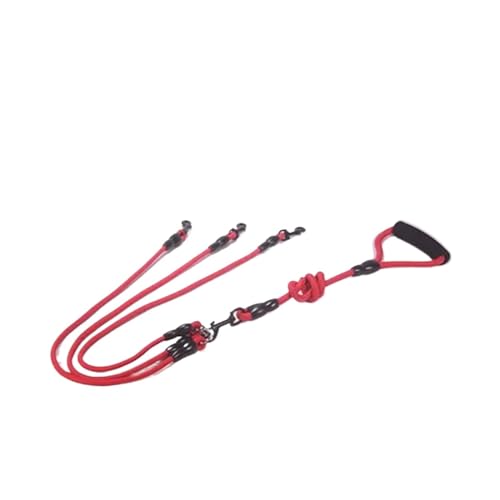 Haustier-Hundeleine, Nylonseil, doppelt, doppelt, Zwei Köpfe, Hundeleine, 2-Wege-Kupplung, Spaziergang, Zwei und mehr Hundehalsbänder, Geschirr, Führt, Hundeleinen (Color : Red 3 Ropes) von KDMOWHON