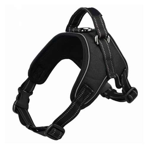 Hundegeschirr, verstellbare reflektierende Weste, for Welpen, Netzgeschirr for kleine und mittelgroße Hunde(Black,XXL) von KDMOWHON