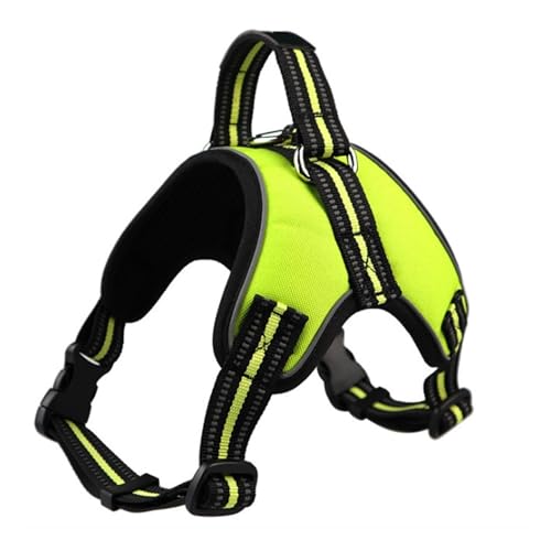 Hundegeschirr, verstellbare reflektierende Weste, for Welpen, Netzgeschirr for kleine und mittelgroße Hunde(Light Green,L) von KDMOWHON