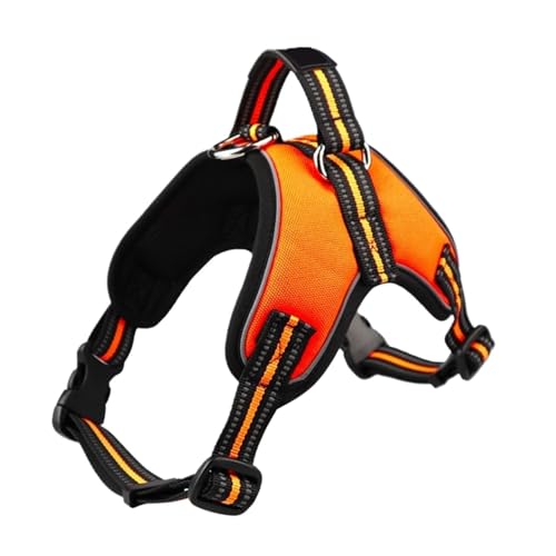 Hundegeschirr Tailup Pet Products Verstellbare reflektierende Weste for Gehen for Welpen, Netzgeschirr for kleine und mittelgroße Hunde (Color : Orange, Size : M) von KDMOWHON