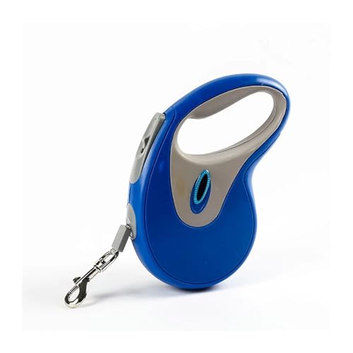 KDMOWHON Einziehbare Hundeleine, reflektierendes Band for Spazierengehen mit kleinen, mittelgroßen und großen Hunden, kein Verheddern, automatisch ausziehbare Haustierleinen (Color : Blue, Size : 5m) von KDMOWHON