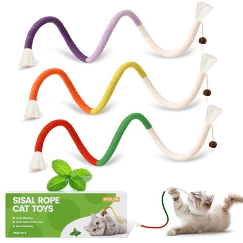 KDULPG Natürliches Katzenminze-Kauspielzeug – 3er-Pack | Mit nachfüllbarem Catnip-Beutel | Interaktives Katzenspielzeug zur Selbstbeschäftigung für Wohnungskatzen & Kätzchen | Stressabbau, (Rot) von KDULPG