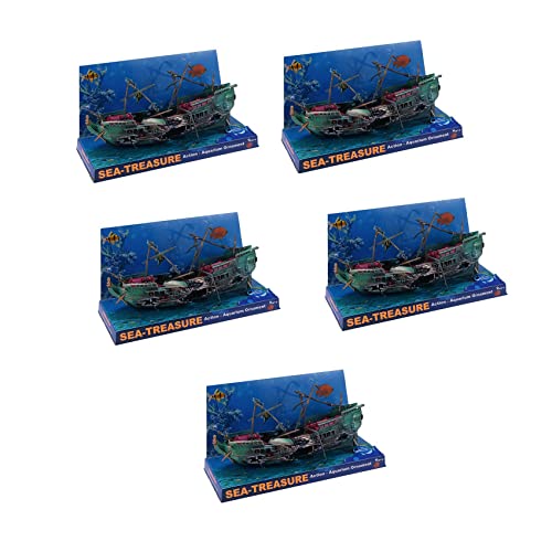 KEALBAUS 5X Großes Aquarium Dekoration Boot Kunststoff Aquarium Schiff Luft Teilt Schiffswrack Aquarium C von KEALBAUS