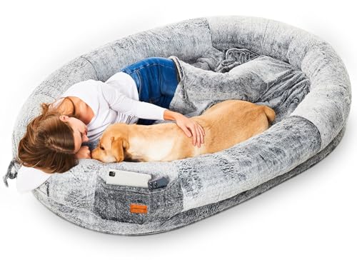 KEALIANA Menschliches Hundebett, 178 x 119 x 27 cm, großes Hundebett für Erwachsene, großer Sitzsack-Bett für Menschen, Sitzsack, Hundebett, Nickerchen, orthopädisches Hundebett, Geschenkdecke und von KEALIANA