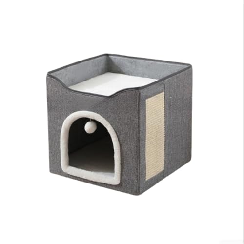 Faltbares Katzenhaus für Haustiere im Innenbereich, Katzenhöhle mit Kissen & flauschigem Ball, Kätzchenversteck Haustierbedarf, Katzenhöhlen Häuser (B) von KEDAOLA