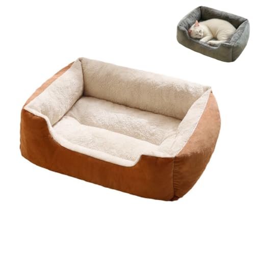 Großes Hundebett mit Seiten, weiches Plüsch, beruhigendes, rechteckiges Katzenbett mit rutschfester Unterseite, Haustierbett für kleine, mittelgroße und große Haustiere (Hellbraun, 50 x 40 x 5 cm) Großes Hundebett mit Seiten, weiches Plüsch, beruhigendes, rechteckiges Katzenbett mit rutschfester Unterseite, Haustierbett für kleine, mittelgroße und große Haustiere (Hellbraun, 50 x 40 x 5 cm) von KEDAOLA