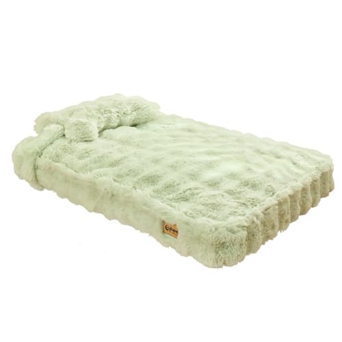 Hundebett waschbar, große Kistenunterlage mit abnehmbarem Kissen, Haustierbett mit rutschfester Unterseite, weiche Hundehütte für kleine, mittelgroße Hunde und Katzen (75 x 47 x 7 cm) von KEDAOLA