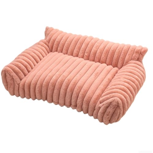 Hundesofa, Haustierbett für Katzen und Welpen, weich, flauschig, beruhigend, rechteckig, mit Nackenrolle, für kleine, mittelgroße und große Katzen und Hunde (Rosa, 65 x 45 x 8 cm) von KEDAOLA