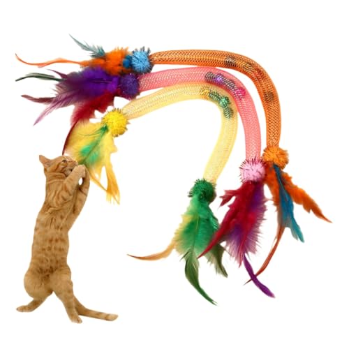 KEDAOLA 3 Stück Katzenspielzeug Beißseil, Katzenfeder-Seilspielzeug mit Katzenminze, Kätzchenzähne, Haustier-Teaser, dehnbares elastisches Seil für kleine, mittelgroße und große Katzen KEDAOLA 3 Stück Katzenspielzeug Beißseil, Katzenfeder-Seilspielzeug mit Katzenminze, Kätzchenzähne, Haustier-Teaser, dehnbares elastisches Seil für kleine, mittelgroße und große Katzen von KEDAOLA