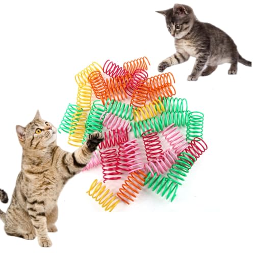 KEDAOLA 50 Stück Katzen-Federspielzeug, interaktives Spiralfeder-Kätzchenspielzeug, bunte Kunststofffeder zum Schlagen, Beißen, Jagd, Kätzchen KEDAOLA 50 Stück Katzen-Federspielzeug, interaktives Spiralfeder-Kätzchenspielzeug, bunte Kunststofffeder zum Schlagen, Beißen, Jagd, Kätzchen von KEDAOLA
