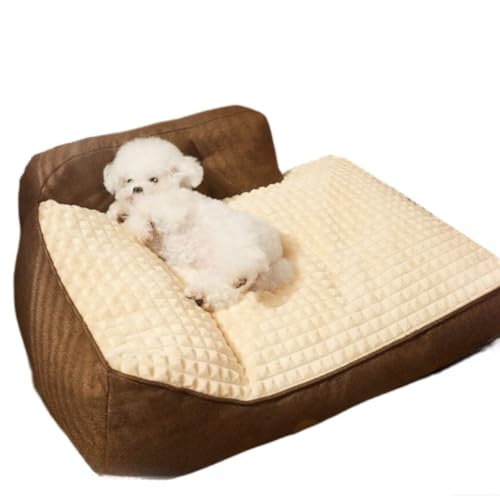 KEDAOLA Großes Hundebett, flauschige Kistenunterlage, Haustier-/Katzenbett-Kissen mit abnehmbarem Bezug, für kleine, mittelgroße und große Hunde und Katzen (Curry, 100 x 75 x 5 cm) von KEDAOLA