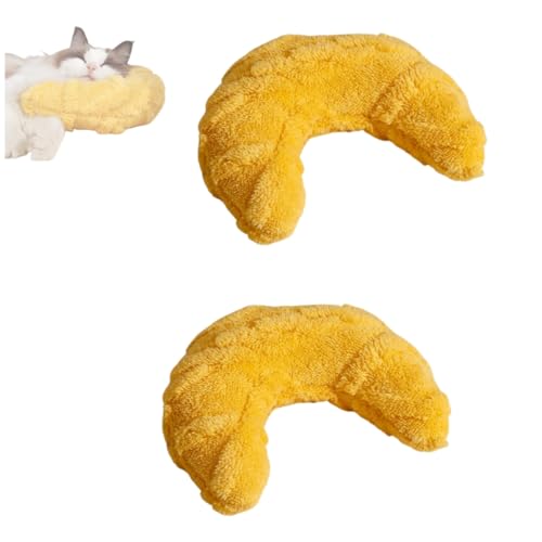 KEDAOLA Haustierkissen, Plüsch-Mond-Kuschelkissen, weiches Katzen-Hunde-Nackenkissen zur Gelenkentlastung, Schlafverbesserung für Hunde und Katzen (Gelb) von KEDAOLA