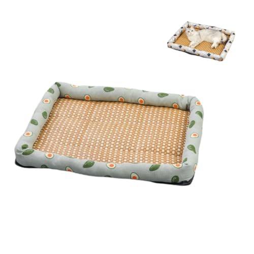 KEDAOLA Hundebett, Sommer-Katzenstreu, Hundehütte, Rattan-Matte, kühles Haustier, dünn, atmungsaktiv, rutschfeste Unterseite für Haustiere (grün, 50 x 40 cm) von KEDAOLA
