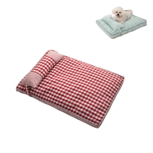 KEDAOLA Hundebett, waschbar, große Kistenunterlage, wendbar, mit abnehmbarem Kissen, Haustierbett mit rutschfester Unterseite, weiche Hundehütte für kleine, mittelgroße Hunde und Katzen (Rot, 65 x 45 von KEDAOLA