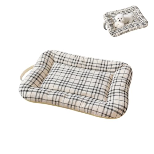 KEDAOLA Hundebett-Matte, weiche Baumwollhüttenunterlage mit rutschfester Unterseite, Haustier-Schlafmatratze, Haustierbett mit Seitengriff für kleine, mittelgroße Hunde und Katzen (gelb, 75 x 67 cm) von KEDAOLA