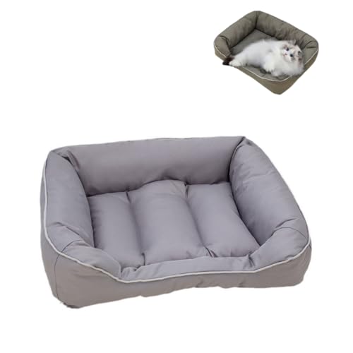 KEDAOLA Hundebett mittelgroß, rutschfestes Hundebett mit erhöhten Seiten, Angstlinderung, weiche Haustier-Schlafmatratze, Hundehütte, Haustierbett für kleine, mittelgroße Hunde und Katzen (Hellgrau) von KEDAOLA