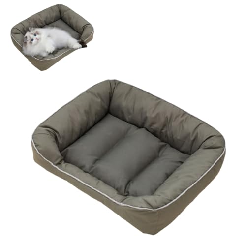 KEDAOLA Hundebett mittelgroß, rutschfestes Hundebett mit erhöhten Seiten, Angstlinderung, weiche Haustier-Schlafmatratze, Hundehütte, Haustierbett für kleine, mittelgroße Hunde und Katzen (Armeegrün) von KEDAOLA