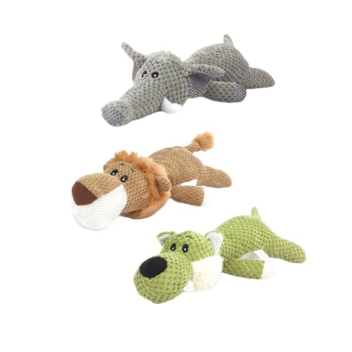 KEDAOLA Plüsch-Hundespielzeug aus Plüsch, Elefant, Löwe, quietschendes Haustierspielzeug für kleine, mittelgroße und große Hunde, 3 Stück von KEDAOLA