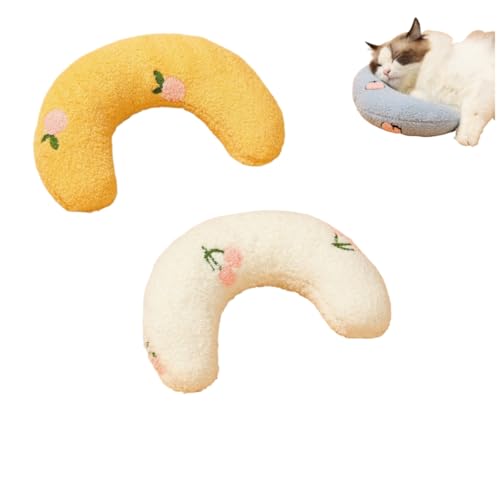 KEDAOLA U-förmiges Haustierkissen, Nackenkissen für Katzen und Hunde, Plüsch, kleine Hunde, halber Donut-Kuscheltier, Entlastung, Schlafverbesserung, klein, für Hunde und Katzen, Gelb und Weiß, 2 KEDAOLA U-förmiges Haustierkissen, Nackenkissen für Katzen und Hunde, Plüsch, kleine Hunde, halber Donut-Kuscheltier, Entlastung, Schlafverbesserung, klein, für Hunde und Katzen, Gelb und Weiß, 2 von KEDAOLA
