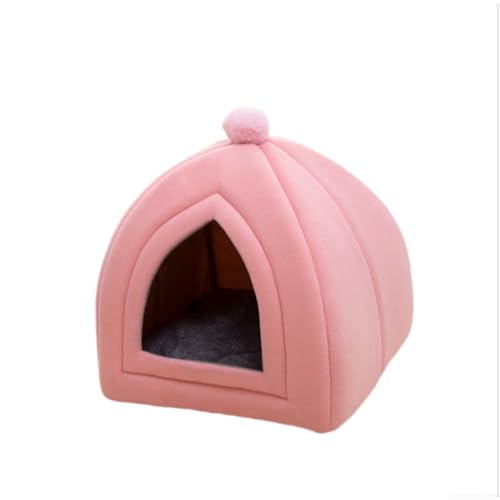 Katzenbett für Indoor-Katzen, Katzenhaus-Katzenzelt mit herausnehmbaren Polsterungen, Katzenhöhlenbett für kleine, mittelgroße Haustiere (Rosa) von KEDAOLA