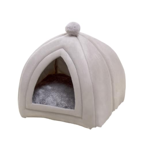 Katzenbett für Indoor-Katzen, Katzenhaus-Katzenzelt mit herausnehmbaren Polsterungen, Katzenhöhlenbett für kleine, mittelgroße Haustiere (grau) von KEDAOLA