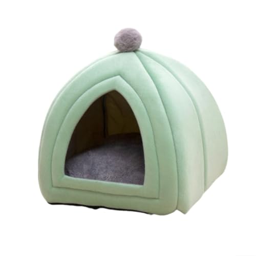 Katzenbett für Indoor-Katzen, Katzenhaus-Katzenzelt mit herausnehmbaren Polsterungen, Katzenhöhlenbett für kleine, mittelgroße Haustiere (grün) von KEDAOLA