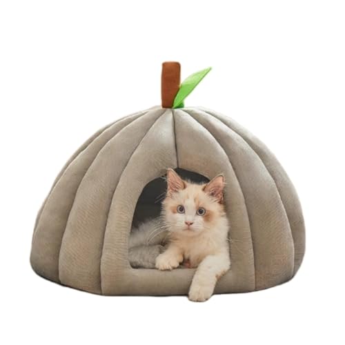 Katzenbett für den Innenbereich, bequemes Schlafzelt, abnehmbares Kissen, rutschfeste Unterseite, tragbare faltbare Haustierhöhle für kleine, mittelgroße Haustiere (Grau) von KEDAOLA