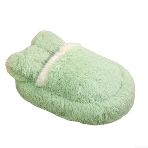 Katzenbett für drinnen mit Kissen, Plüsch-Katzenhöhle, Hundebett, warme Kätzchen-Schlafschale, rutschfestes Haustiernest zur Angstlinderung für kleine, mittelgroße Haustiere (Hellgrün) von KEDAOLA