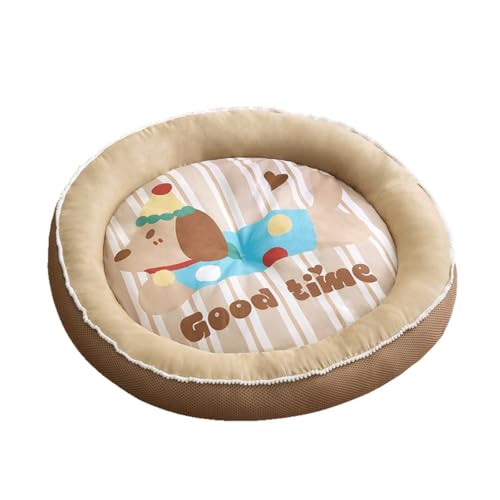 Katzenbett mit Seiten, flauschig, bequem, Baumwollkissen, rundes Hundesofa mit Anti-Rutsch für kleine, mittelgroße Hunde, Katzen (Kaffeebraun, 45 x 45 cm) von KEDAOLA