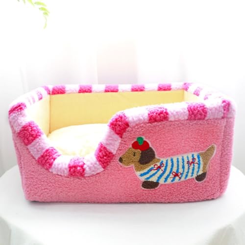 Niedliches Hundebett, geschlossenes Aufbewahrungsnest für Katzen, Welpen, weich, flauschig, beruhigend, Schlafnest für kleine, mittelgroße Hunde und Katzen (Rosa) von KEDAOLA