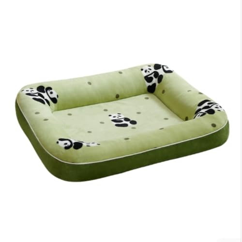 Plüsch-Hundekorbbett, weiches Rechteck mit Nackenrolle, beruhigendes Katzenbett, rutschfeste Unterseite für kleine, mittelgroße Hunde und Katzen (grün) von KEDAOLA